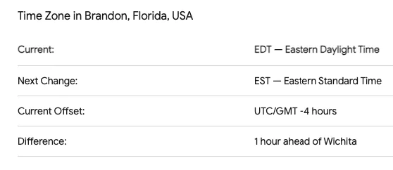 Brandon Florida Timezone